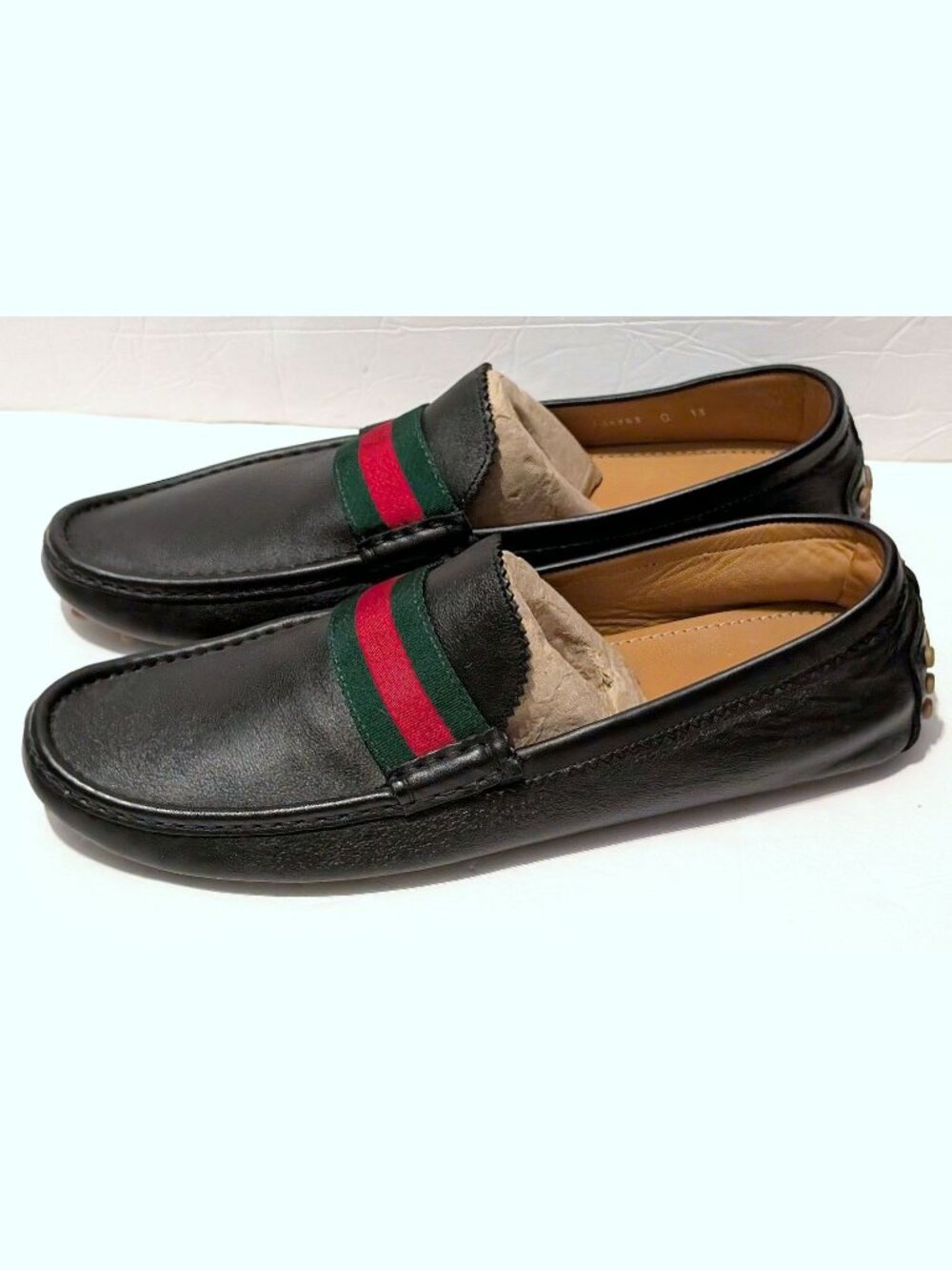 Gucci Web Accent 304763 Dark Brown Leather MEN Drivers Moccasin Size #13
